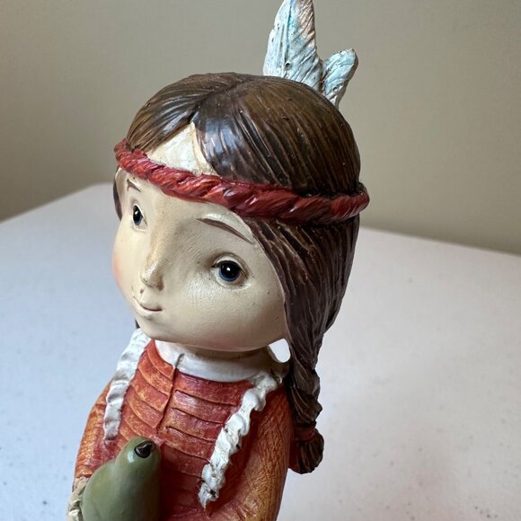 Thanksgiving Figurines Set Of 4 - Pilgrims and Native American Resin Figures - Picture 9 of 16